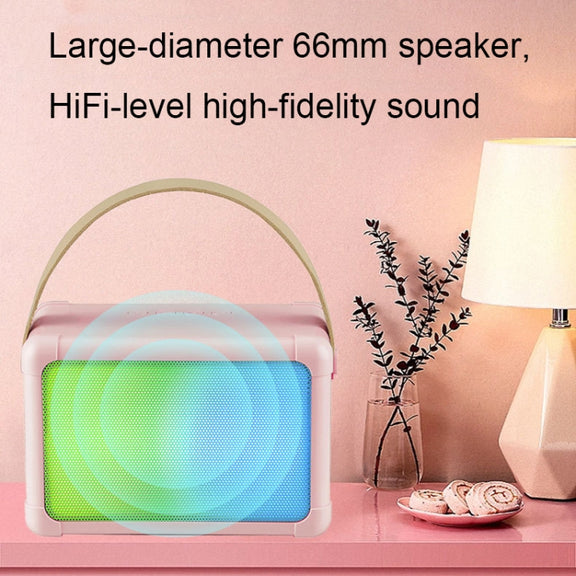 Portable RGB Lighting Effect Bluetooth Speaker Home Mini Karaoke Audio, Style: Single Microphone+Speaker(Beige)