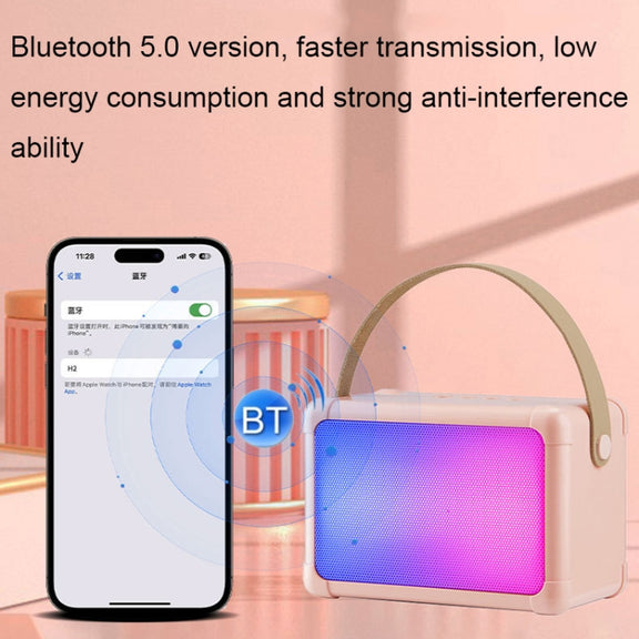 Portable RGB Lighting Effect Bluetooth Speaker Home Mini Karaoke Audio, Style: Speaker(Pink)