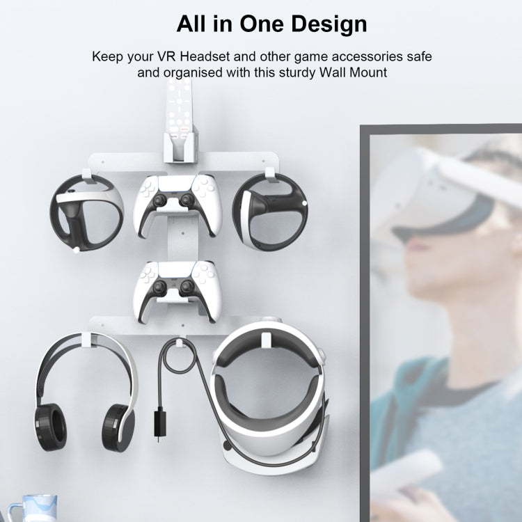 JYS JYS-P5158 For PS5 VR2 Wall Storage Bracket Helmet/Headset/Handle/Remote Control Wall Storage Storage Shelf(White) - free shipping - PMC Jewellery - Order now!