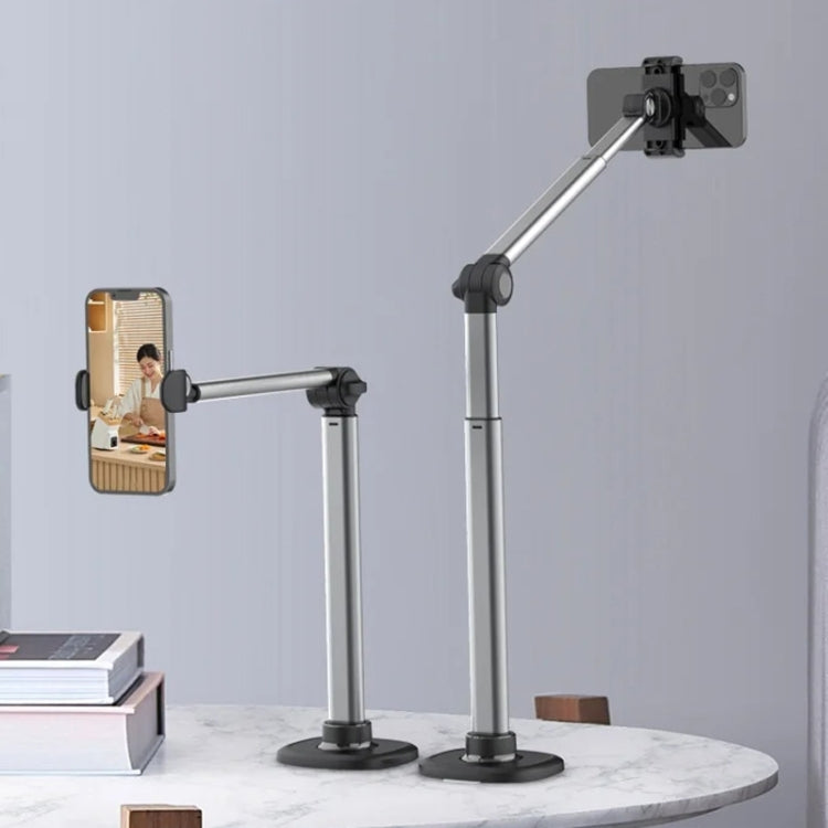 Mobile Live Piercing Bracket Aluminum Alloy 360 Degree Rotation Telescopic Adjustment Bedside Desktop Live Bracket(Gray) - free shipping - PMC Jewellery - Order now!