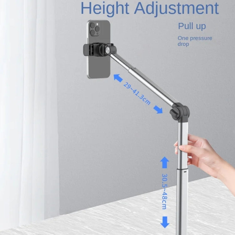 Mobile Live Piercing Bracket Aluminum Alloy 360 Degree Rotation Telescopic Adjustment Bedside Desktop Live Bracket(Gray) - free shipping - PMC Jewellery - Order now!