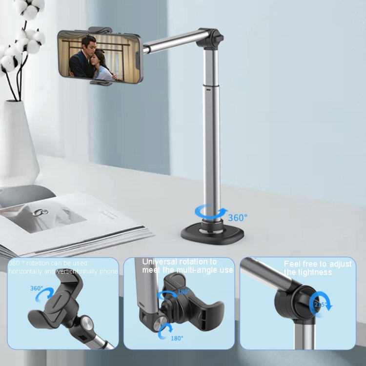 Mobile Live Piercing Bracket Aluminum Alloy 360 Degree Rotation Telescopic Adjustment Bedside Desktop Live Bracket(Gray) - free shipping - PMC Jewellery - Order now!