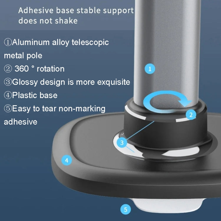 Mobile Live Piercing Bracket Aluminum Alloy 360 Degree Rotation Telescopic Adjustment Bedside Desktop Live Bracket(Gray) - free shipping - PMC Jewellery - Order now!