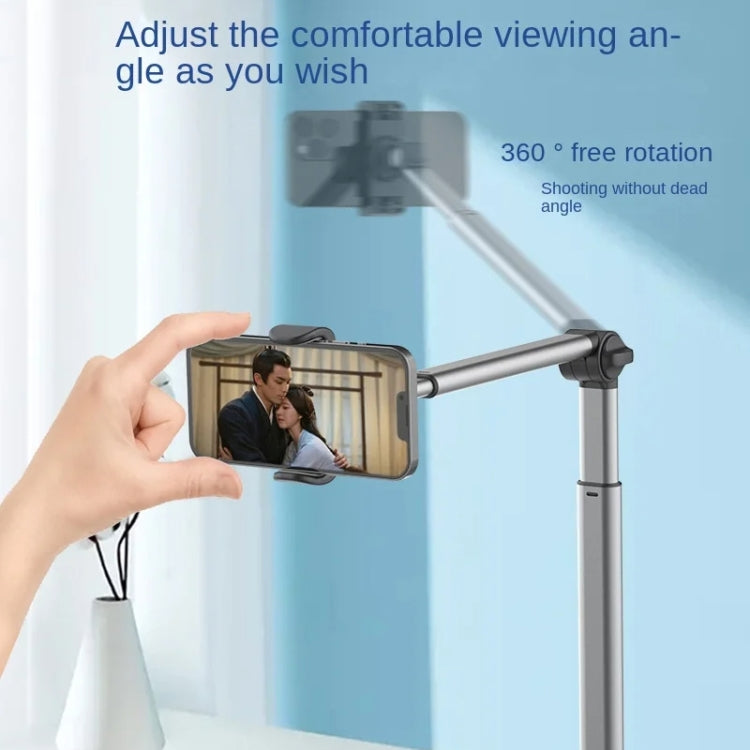 Mobile Live Piercing Bracket Aluminum Alloy 360 Degree Rotation Telescopic Adjustment Bedside Desktop Live Bracket(Gray) - free shipping - PMC Jewellery - Order now!