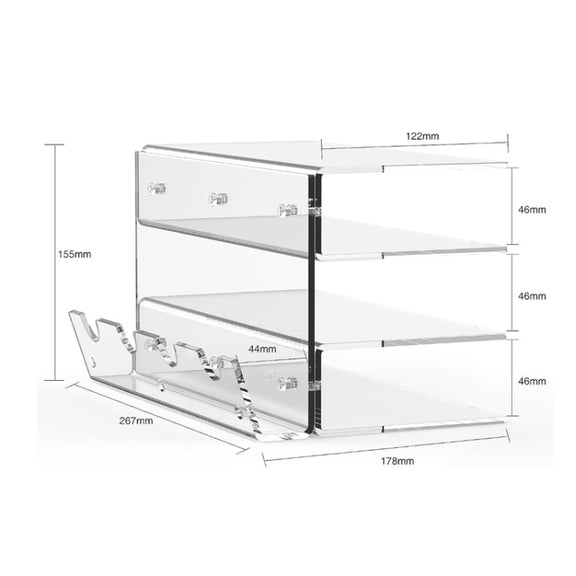 Transparent 3-Layer Acrylic Keyboard Stand Increased Tilt Computer Keyboard Tray(Black)