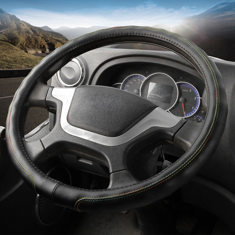 45cm Leather Truck Steering Wheel Cover(Black Line) - Steering Wheel Accessories by PMC TechLife | Online Shopping South Africa | PMC TechLife | Buy Now Pay Later Mobicred