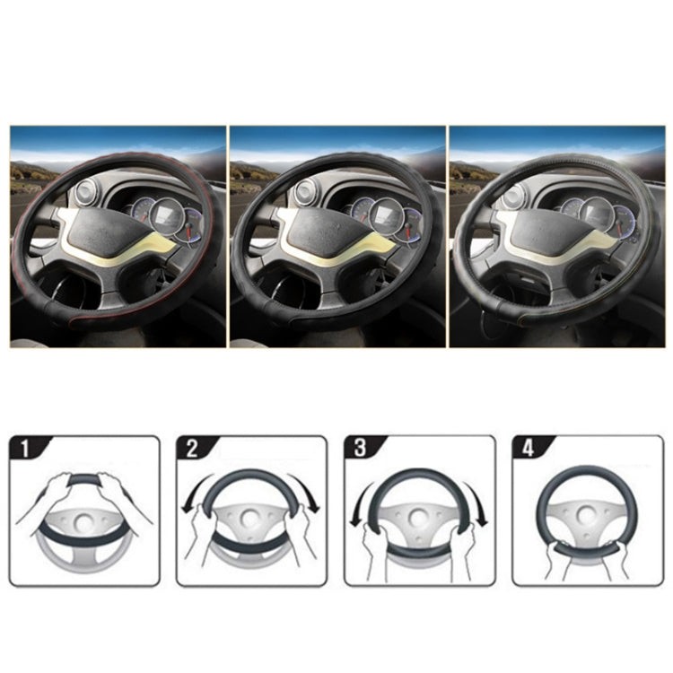 47cm Leather Truck Steering Wheel Cover(Black Red Line)
