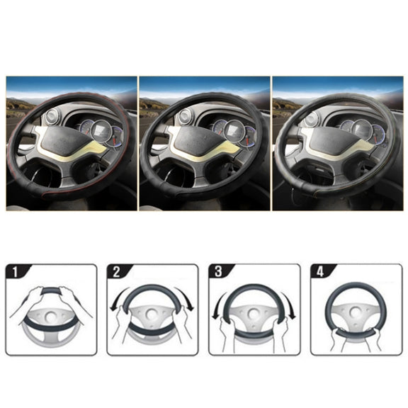 45cm Leather Truck Steering Wheel Cover(Black Red Line)