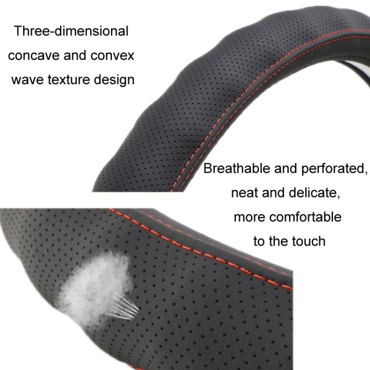 42cm Leather Truck Steering Wheel Cover(Black Line) - Steering Wheel Accessories by PMC TechLife | Online Shopping South Africa | PMC TechLife | Buy Now Pay Later Mobicred