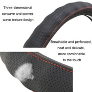40cm Leather Truck Steering Wheel Cover(Black Red Line)