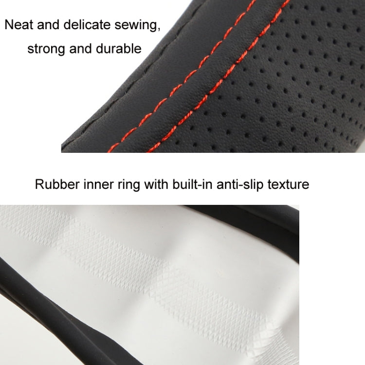 42cm Leather Truck Steering Wheel Cover(Black Line)