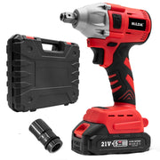 HILDA Motorized Wrenches Lithium Repair Parts With 22mm Socket, EU Plug, Model: Red With 1 Battery+1 Charger(1500mAh)