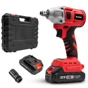 HILDA Motorized Wrenches Lithium Repair Parts With 22mm Socket, EU Plug, Model: Red With 2 Battery+1 Charger(1500mAh)