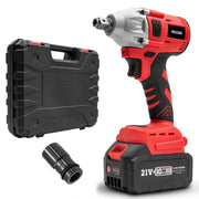HILDA Motorized Wrenches Lithium Repair Parts With 22mm Socket, EU Plug, Model: Red With 1 Battery+1 Charger (3000mAh)