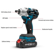 HILDA Motorized Wrenches Lithium Repair Parts With 22mm Socket, EU Plug, Model: Red With 2 Battery+1 Charger(3000mAh)