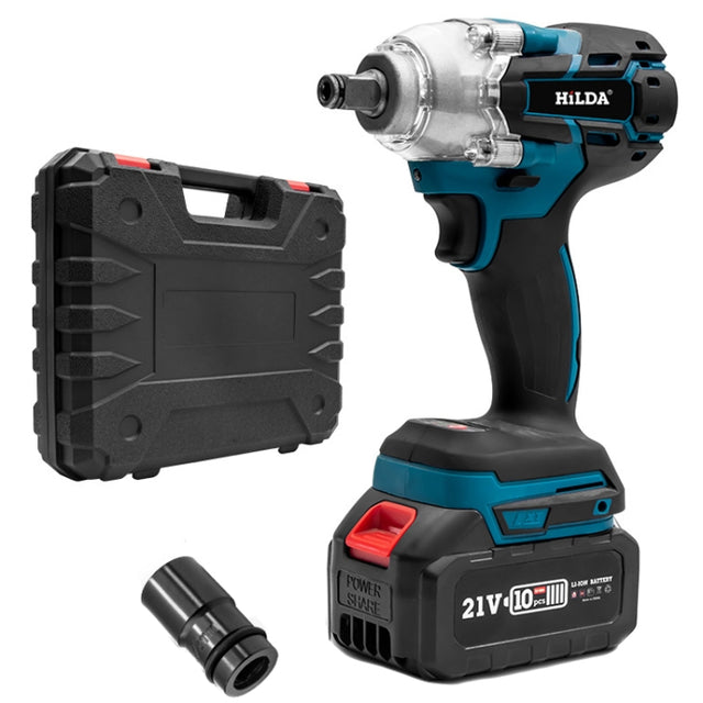 HILDA Motorized Wrenches Lithium Repair Parts With 22mm Socket, US Plug, Model: Blue With 1 Battery+1 Charger(3000mAh)