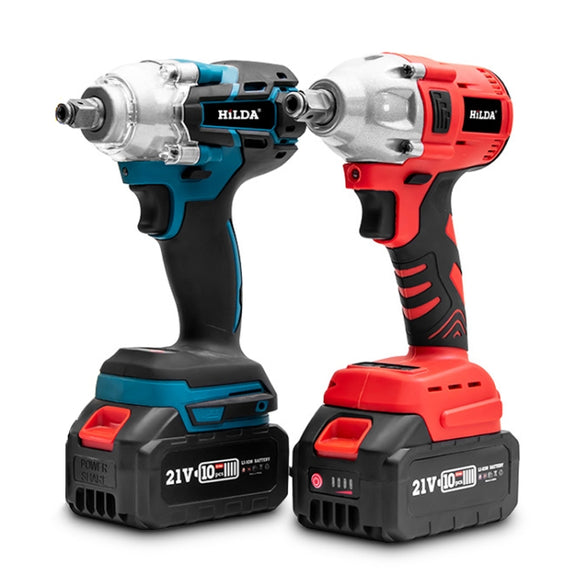 HILDA Motorized Wrenches Lithium Repair Parts With 22mm Socket, US Plug, Model: Red With 2 Battery+1 Charger(1500mAh)