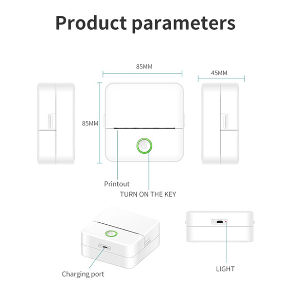 X6 200DPI Student Homework Printer Bluetooth Inkless Pocket Printer Pink 5 Printer Papers+5 Sickers+3 Color Papers