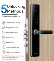 A60 Smart Fingerprint Password Door Lock With Doorbell, Spec: Tuya APP Version Gray