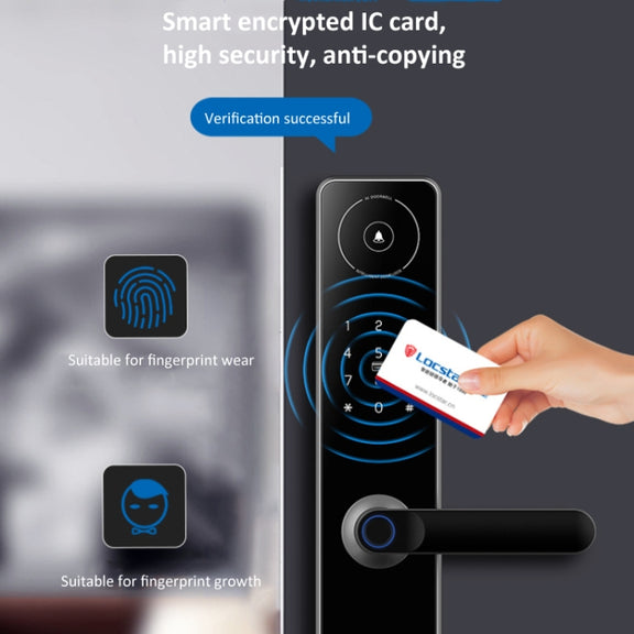 A60 Smart Fingerprint Password Door Lock With Doorbell, Spec: Tuya APP Version Gray
