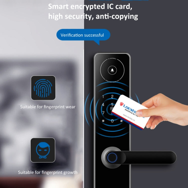 A60 Smart Fingerprint Password Door Lock With Doorbell, Spec: Tuya APP Version Gray