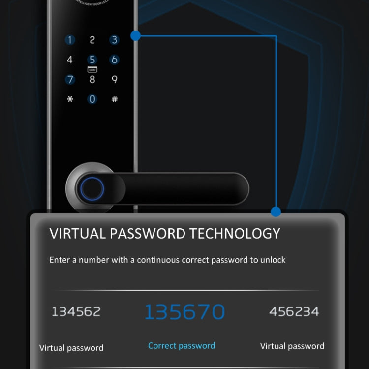 A60 Smart Fingerprint Password Door Lock With Doorbell, Spec: Tuya APP Version Gold