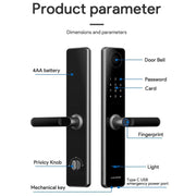 A60 Smart Fingerprint Password Door Lock With Doorbell, Spec: Basic Version Gold