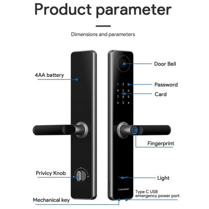 A60 Smart Fingerprint Password Door Lock With Doorbell, Spec: Tuya APP Version Gold - Door Lock by PMC Jewellery | Online Shopping South Africa | PMC Jewellery | Buy Now Pay Later Mobicred
