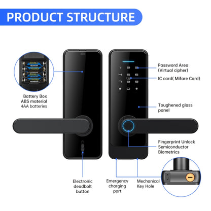 C89 Smart Fingerprint Password Lock Home Indoor Door TUYA System Lock(Silver) - Door Lock by PMC Jewellery | Online Shopping South Africa | PMC Jewellery | Buy Now Pay Later Mobicred