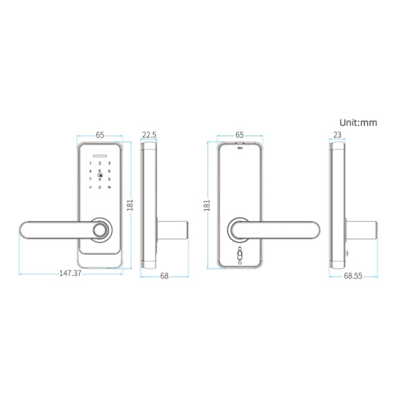 C89 Smart Fingerprint Password Lock Home Indoor Door TUYA System Lock(Silver)