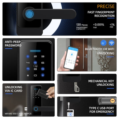 C89 Smart Fingerprint Password Lock Home Indoor Door TUYA System Lock(Silver) - Door Lock by PMC Jewellery | Online Shopping South Africa | PMC Jewellery | Buy Now Pay Later Mobicred