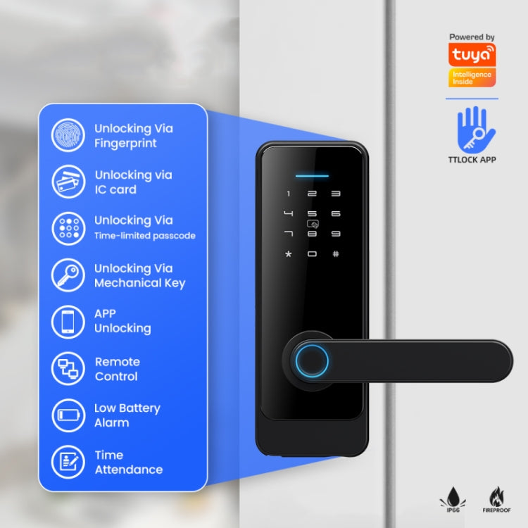 C89 Smart Fingerprint Password Lock Home Indoor Door TUYA System Lock(Silver) - Door Lock by PMC Jewellery | Online Shopping South Africa | PMC Jewellery | Buy Now Pay Later Mobicred