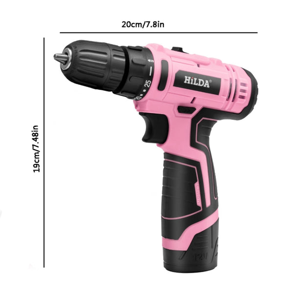 HILDA 12V Cordless Impact Drill Electrical Screwdriver, Plug: US Plug