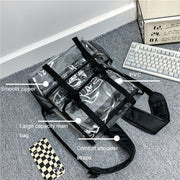 Transparent PVC Large Capacity Casual Outdoor Water-resistant Travel Backpack(Black)