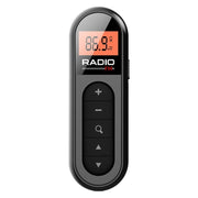 Mini Pocket FM Radio Collar Clip Style Rechargeable Walkman For Conference Tour Guide Horse Racing(Black)