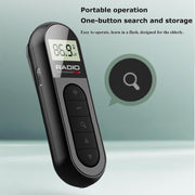 Mini Pocket FM Radio Collar Clip Style Rechargeable Walkman For Conference Tour Guide Horse Racing(Black)