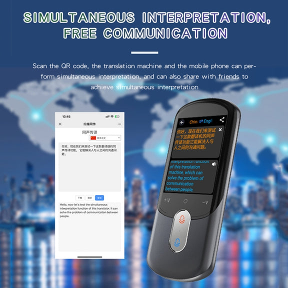 2.88-inch HD Screen WiFi Translator 139 Languages Voice Translator Photo Recording Translator Pen(Dark Gray)