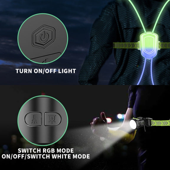 LED Running Lights Outdoor Sports Walking Riding Warning Lighting Vest Night Running Night Fishing Lights(White)