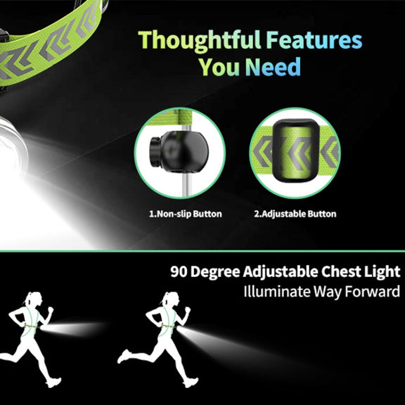 LED Running Lights Outdoor Sports Walking Riding Warning Lighting Vest Night Running Night Fishing Lights(White)