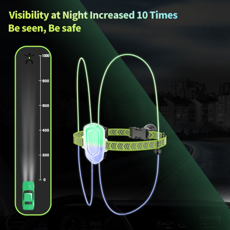 LED Running Lights Outdoor Sports Walking Riding Warning Lighting Vest Night Running Night Fishing Lights(White)