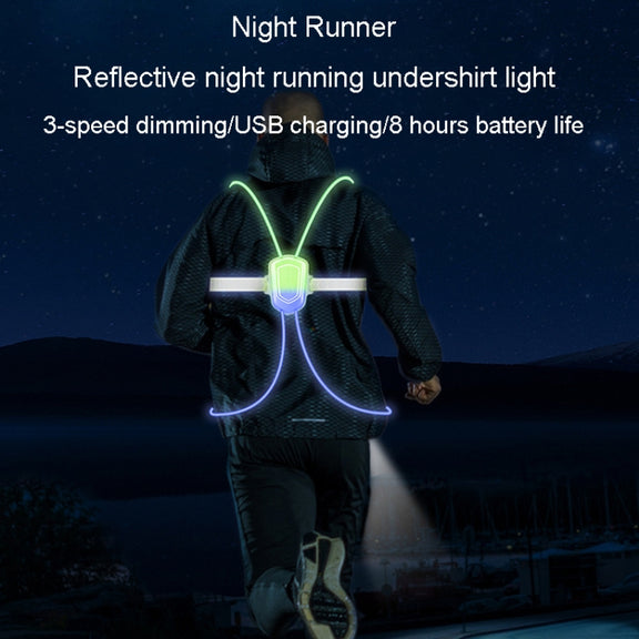 LED Running Lights Outdoor Sports Walking Riding Warning Lighting Vest Night Running Night Fishing Lights(White)