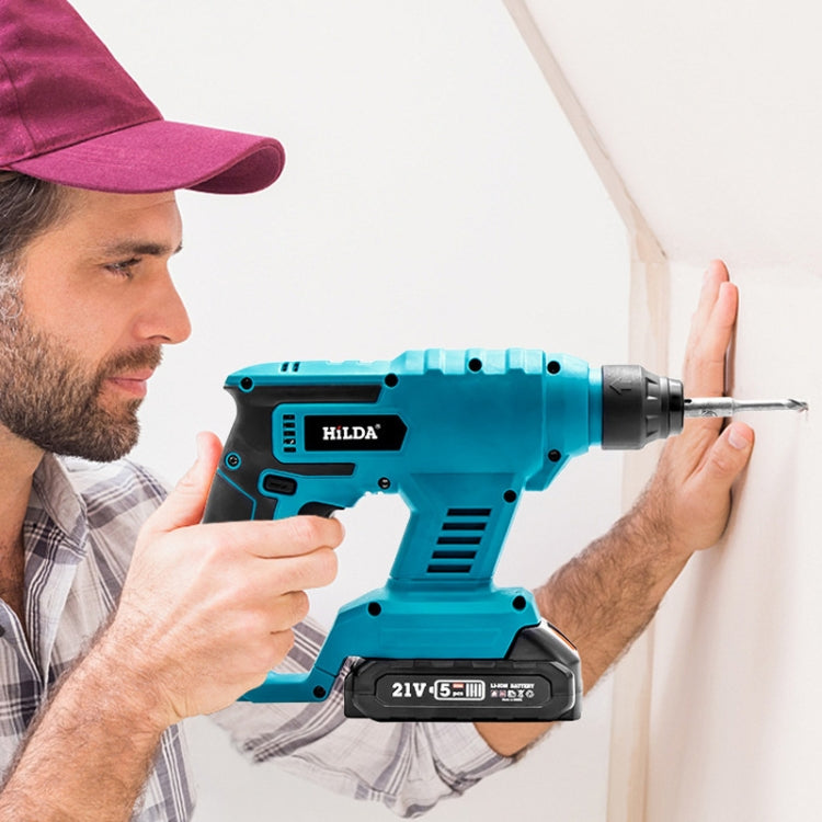 HILDA 12pcs /Set Li-Ion Power Hammer Electrical Impact Drill, Model: 1 Battery+1 Charger US Plug - free shipping - PMC Jewellery - Order now!