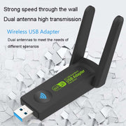 1300Mbps Wireless Network Card Gigabit Dual Band 5G Driverless Computer USB Network Card, Scope: 1300m