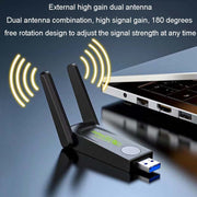 1300Mbps Wireless Network Card Gigabit Dual Band 5G Driverless Computer USB Network Card, Scope: 1300m