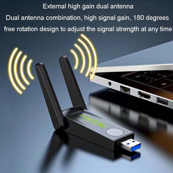1300Mbps Wireless Network Card Gigabit Dual Band 5G Driverless Computer USB Network Card, Scope: 1300m