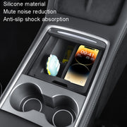 For Tesla Model 3 / Y Silicone Double Layer Storage Small Ice Box, Style: Rear Center No Separation (Black)