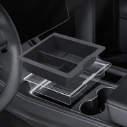 For Tesla Model 3 / Y Silicone Double Layer Storage Small Ice Box, Style: Rear Center No Separation (Black)