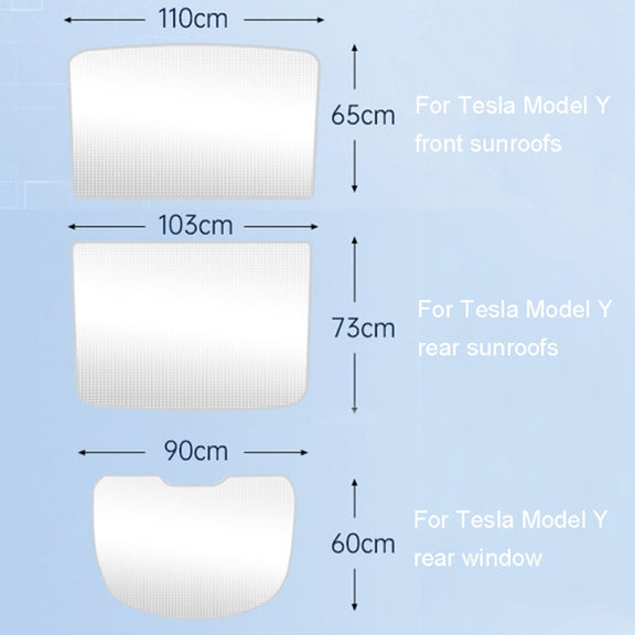 5pcs /Set For Tesla Model Y Ice Crystal Sunshade Car Roof Front And Rear Sunroof Shade(Black)