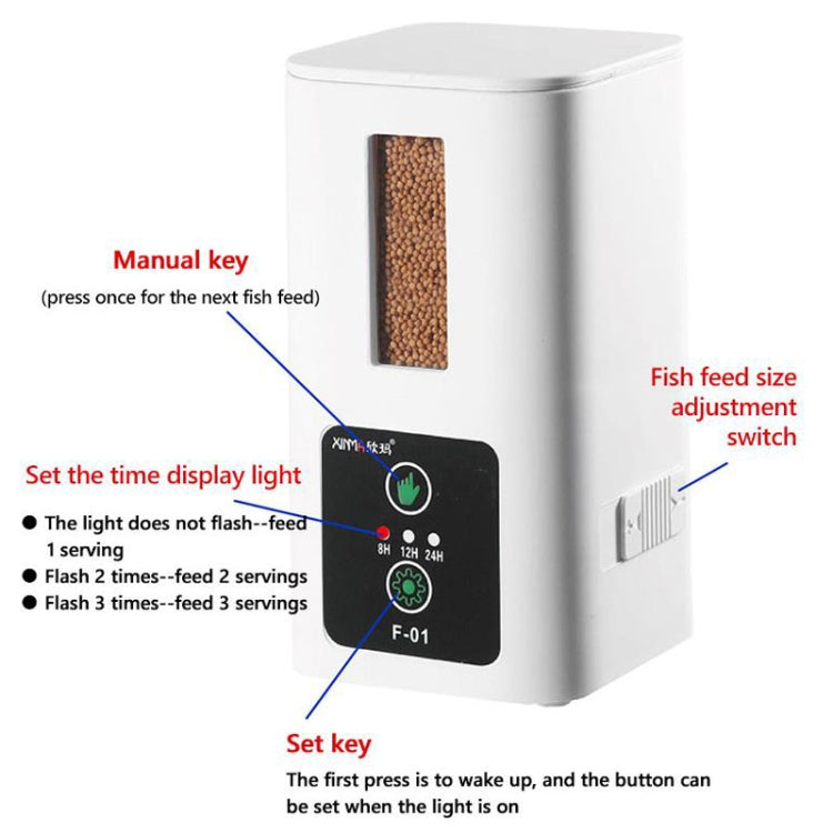 XINMA F-01 400ml Fish Tank Automatic Feeding Device Aquarium Intelligente Timing High-capacity Fish Feeder - Feeders by XINMA | Online Shopping South Africa | PMC Jewellery | Buy Now Pay Later Mobicred