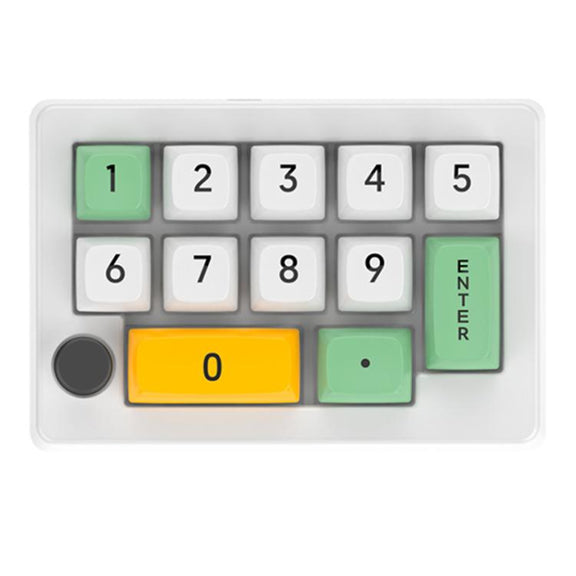 MKESPN 13 Keys RGB Multi-Function Macro Programming Mechanical Keypad Wired With Knob Keyboard(White)